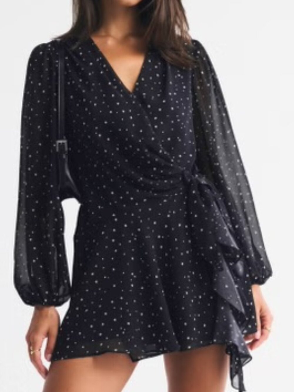Abercrombie Long-Sleeve Plunge Wrap Mini Dress size Medium